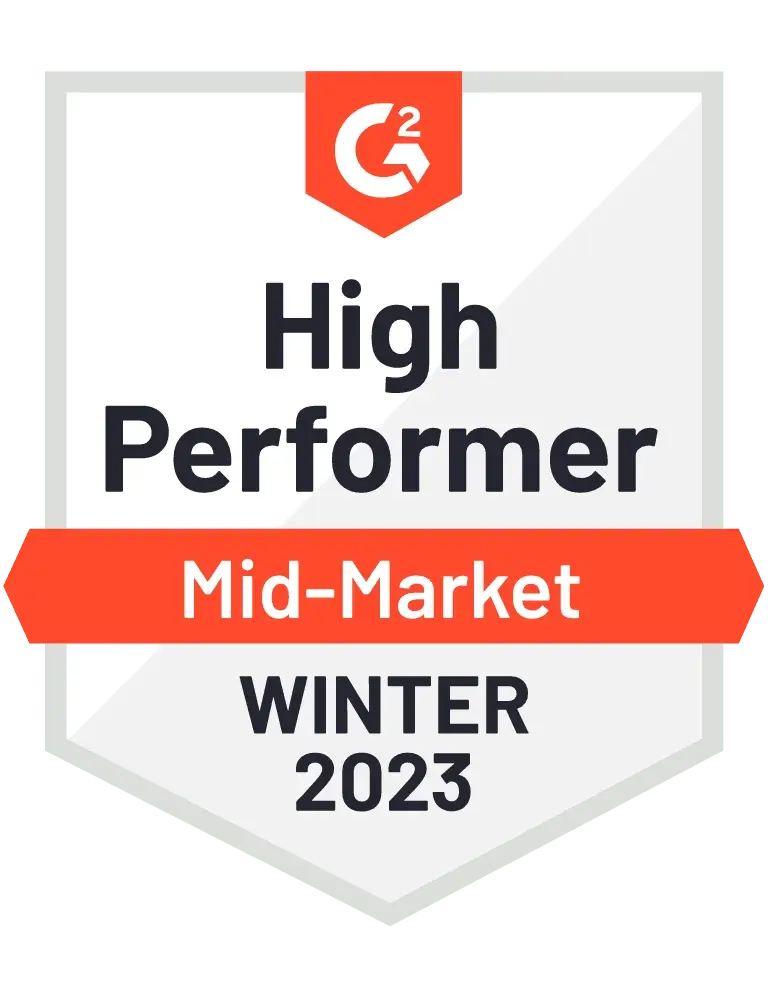 G2 Mid-Market High Performer Winter Badge 2023